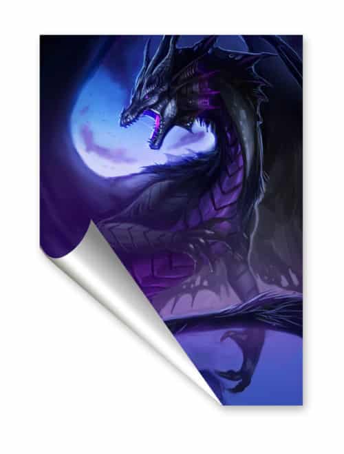 Poster Angry Dark Black Purple dragon living room wall art