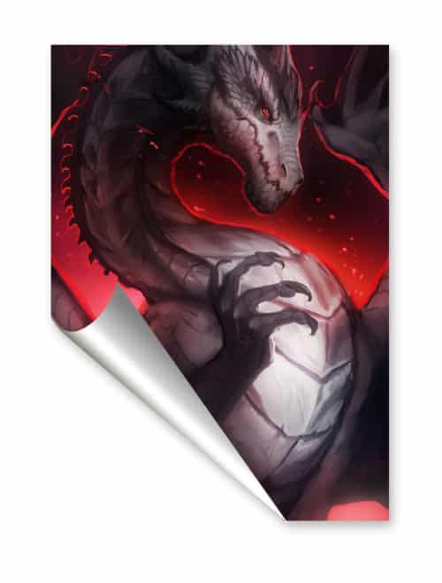 Black Red-Eyed dragon big fantasy poster wall art