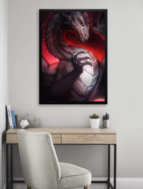 Fantasy Poster Print Angry Evil Dark Black Red dragon bedroom wall art, home decor