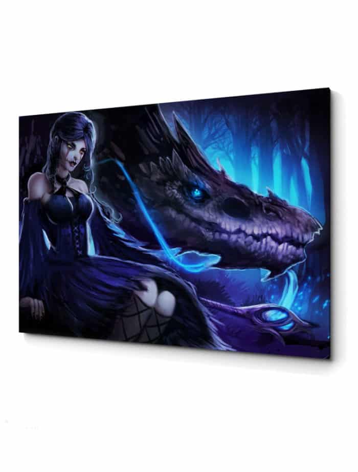 Dragon Canvas Print purple blue sorceress fantasy magic forest