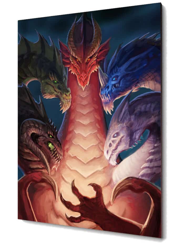 canvas print wall art painting timata dungeons and dragons art dragon heads rpg roleplay